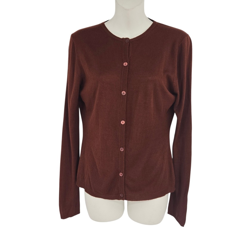 Mondi Cardigan Sweater Women 36 Brown Silk Blend Button Up Long Sleeve Italy